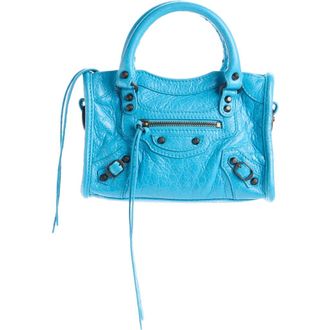 Balenciaga Nano Le City Leather Convertible Crossbody Bag in 4515 Bleu Cyan at Nordstrom
