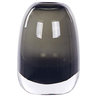 Beliani Florero De Vidrio Gris Oscuro Transparente 18 Cm Sobremesa Moderno Fyska