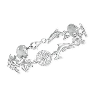 Ross-Simons Sterling Silver Sea Life Link Bracelet