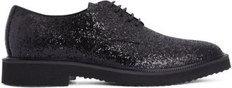 Giuseppe Zanotti Elliott glittered-detail Derby shoes - men - Glitter/Polyurethane/Cotton/Rubber/Leather/Polyester - 42 - Black