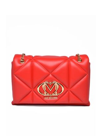 Love Moschino Red Polyurethane Logo Shoulder Bag
