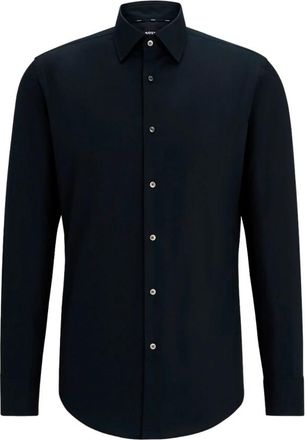 HUGO BOSS Slim-fit overhemd van easy-iron stretch katoenpopeline - Heren - Zakelijke Overhemden - Zwart - S - Katoen - Overhemden