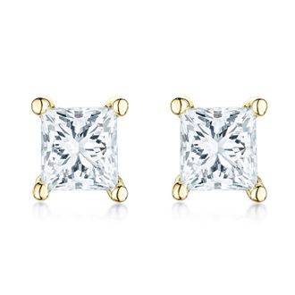 The Diamond Store Princess Cut Lab Diamond Stud Earrings 0.30ct in 9K Gold
