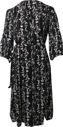 BA&SH Ba&Sh Jurk met strikceintuur en zilveren bies, met bloemenprint, in zwarte viscose