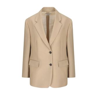 Prada Blazers, female, Beige, Size: 2XS Beige Blazer Tailored Fit Classic Lapels
