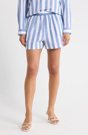 Sugarlips Fays Stripe Tayler Smocked Shorts in Blue White at Nordstrom, Size Medium
