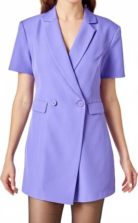 endless rose Short Sleeve Blazer Romper In Purple