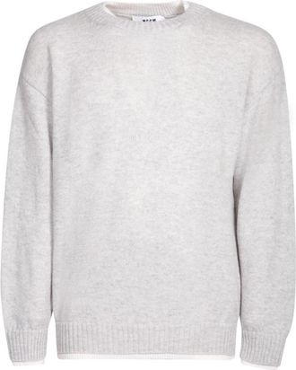 Msgm Rondgebreide trui - Heren - Ronde hals truien - Grijs - S - Wol - Truien & Vesten
