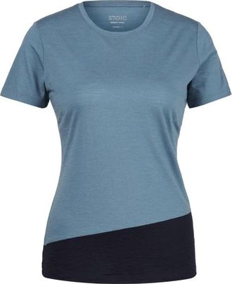 Stoic Merino155 LaholmSt. Colorblock T-Shirt Merinoshirt f&uuml;r Damen | blau