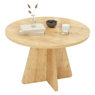 Dmora Mesa De Caf&eacute; Elnath, Mesa De Centro Baja, Revistero Para Sof&aacute;, Estante De La Sala De Estar, 60x60h40 Cm, Roble, Con Embalaje Reforzado - Dmora