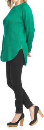 Papillon Long Sleeve Sweater With Zip Side In Emerald