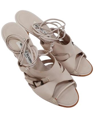 Manolo Blahnik Womens Leather Lace-Up Sandal (Authentic Pre-Loved)