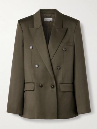 Stella McCartney Blazer Doppiopetto In Crêpe Di Lana - Verde