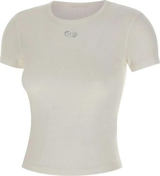 Diesel T-Ele-Long-Od T-shirt - Dames - T-shirts - Wit - XS - Katoen - Tops
