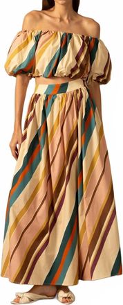 Adriana Degreas Organic Stripes Off-The-Shoulder Blouse In Multi Stripes