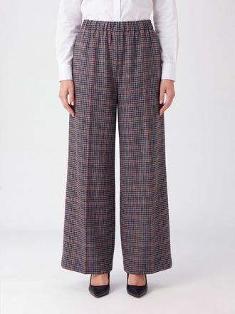 Daniela Gregis Pantaloni wide leg in lana check con vita elasticizzata