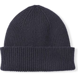 Celtic & Co. British Lambs Minimal Rib Beanie in Navy at Nordstrom