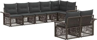 vidaXL Conjunto De Sof&aacute;s De Jard&iacute;n 8 Uds. Gris Rat&aacute;n Sint&eacute;tico Vidaxl