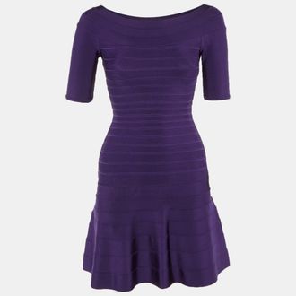 H&eacute;rve L&eacute;ger Purple Jersey Lisa Mini Dress