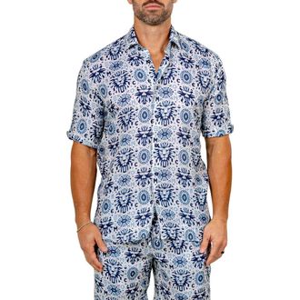 Maceoo Galileo Marthy Short Sleeve Button-Up Shirt in White at Nordstrom, Size 2