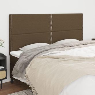 vidaXL Cabeceros 4 Unidades De Tela Marr&oacute;n Oscuro 90x5x78/88 Cm Vidaxl