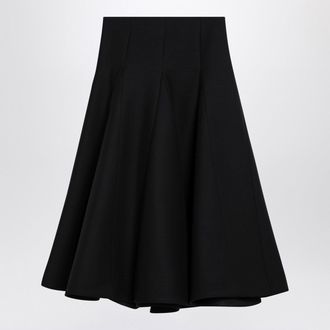 Valentino Black Silk Flounced Midi Skirt
