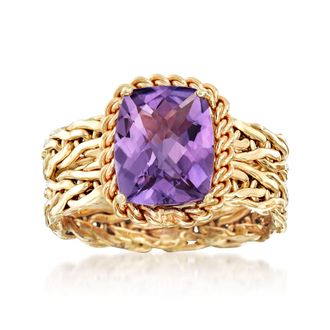 Ross-Simons Amethyst Woven Ring in 14kt Yellow Gold