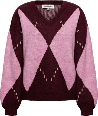 &Co Woman Berber Pullover - Dames - V-hals truien - Veelkleurig - L - Polyester - Truien & Vesten