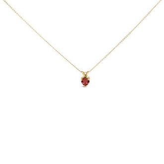 House of Brilliance 14K Gold 5X5 MM Heart Shaped Gemstone Solitaire Pendant Necklace in Red Garnet | Yellow at Nordstrom