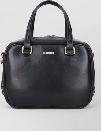 Jil Sander black leather small vision handbag