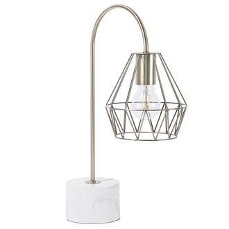 Beliani Beliani - L&aacute;mpara De Mesa Pantalla De Metal Dorado Colgante Soporte Blanco Moderno Aspecto Industrial Mooni