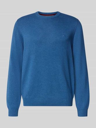 Christian Berg Strickpullover mit gerippten Abschlüssen in Jeansblau Melange, Größe 3XL