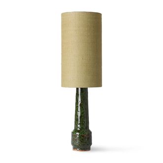 HKliving Retro Tischleuchtenfuss, H 45 cm, lava green + Lampenschirm Jute, &Oslash; 22 cm, jade green