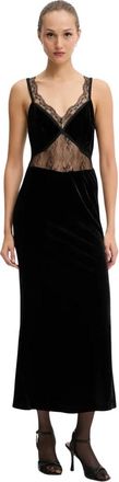 Never Fully Dressed Midi Jurk met Kantpaneel - Dames - Casual kleedjes - Zwart - XS - Polyester - Kleedjes