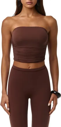 Naked Wardrobe Rippled Tube Top in Chocolate at Nordstrom, Size X-Small