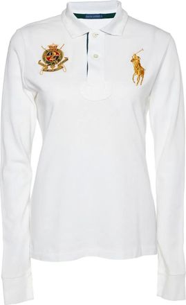 Ralph Lauren Polo Pony-embroidered long-sleeve polo shirt - women - Cotton - L - White