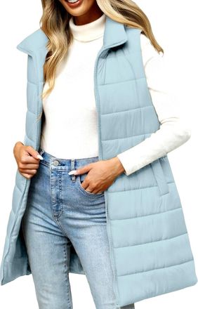 Generic Gilet for Women UK Puffer Vest Quilted Gilet NEW Upgraded Outwear Vest Hooded Warm Winter Zip Up Lightweight Body Warmer Padded Stand Collar Sleeveles