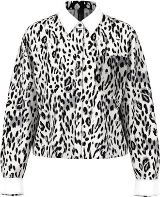 Marc Cain Katoenen blouse met luipaardprint - Dames - Overhemden - Zwart - 3XL - Katoen - Overhemden