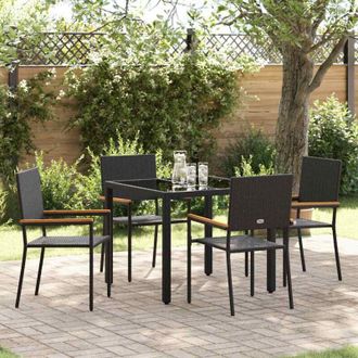 vidaXL Conjunto De Comedor De Jard&iacute;n 5 Pcs Negro 90 X 90 X 75 Cm Vidaxl
