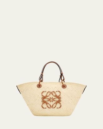 Loewe Anagram Woven Palm Leaf Basket Tote Bag