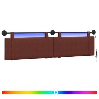 vidaXL Cabecero Colgante Con Luz Led Marr&oacute;n Brillante Pu Antiguo Vidaxl