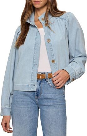 Sanctuary Puff Shoulder Denim Jacket in Whisper at Nordstrom, Size X-Large