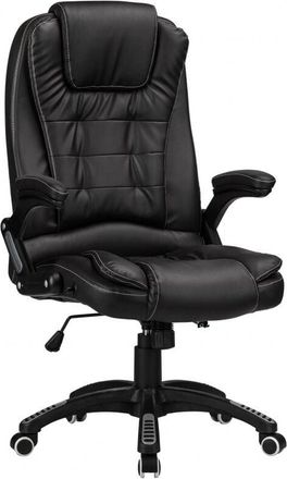 RayGar Reclining Office Chair with High Back and Luxury Faux Leather - Black