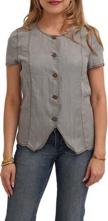 Cyrus Short Sleeve Button Front Top in Light Grey Denim at Nordstrom Rack, Size X-Large