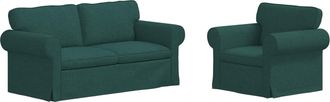 vidaXL Set Di Divani 2 Pz Verde Scuro Tessuto Vidaxl