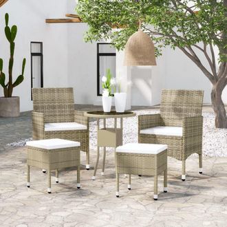 vidaXL Vidaxl - Juego De Muebles De Jard&iacute;n De 5 Piezas Rat&aacute;n Sint&eacute;tico Beige