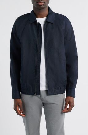 Nordstrom Linen Harrington Jacket in Navy Sapphire - Black at Nordstrom, Size Xx-Large