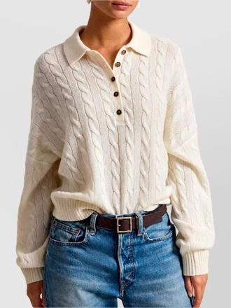Polo Ralph Lauren cable-knit wool cashmere polo shirt