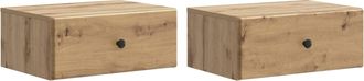 vidaXL Mesita De Noche De Pared 2 Uds. Roble Artisan 49 X 34,5 X 20 Cm Vidaxl