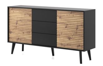 AKL FURNITURE C&oacute;moda efecto madera Crema y Negro